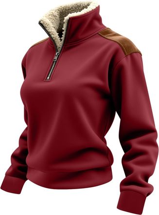 Generic Womens Half Zip Sweatshirt Warm Sherpa Fleece Lined Jumpers Fall Winter Casual Long Sleeve Pullover Thermal Tops Oversized Fuzzy Sweatshirt Loungewear