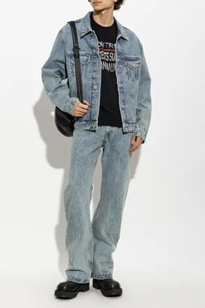 VETEMENTS Jeans With Embroidered Logo, Mens, Blue