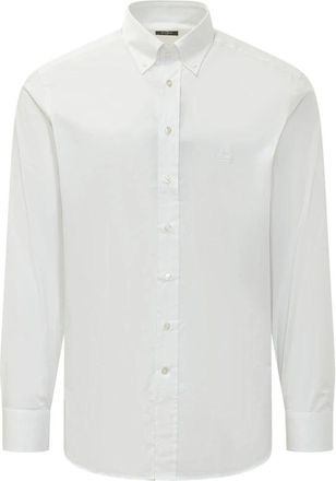 Etro Button-Down Shirt met Logo - Heren - Zakelijke Overhemden - Wit - 4XL - Katoen - Overhemden