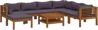 vidaXL Muebles De Jard&iacute;n 8 Pzas Cojines Madera Maciza De Acacia Vidaxl