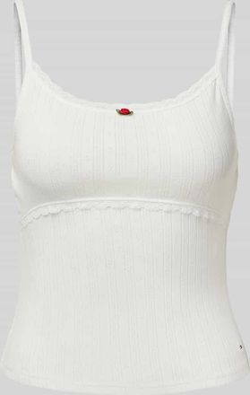 Tommy Jeans Top in Strick-Optik Modell POINTELLE in Ecru, Gr&ouml;&szlig;e L