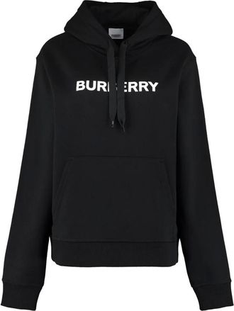 Burberry Hoodies & sweatvesten, Heren, Zwart, M, Katoen, Logo Print Katoenen Hoodie