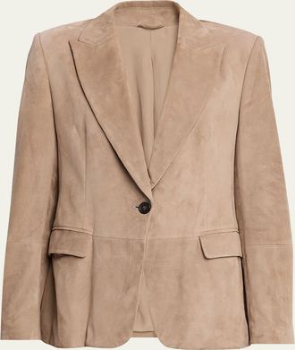 Brunello Cucinelli Suede Single-Breasted Blazer Jacket