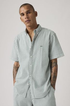 Levi's Short Sleeve Authentic Button Down Shirt - Hombre - 2XL - Verde / Aldwyn Stripe Eden
