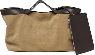 Generic Compatible For Winter Suede Big Tote Women Matte Cowhide Leather Handbag(Apricot)