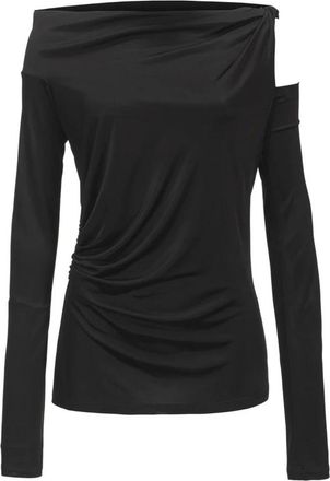 Pinko Glanzende Jersey Serena T-Shirt - Dames - Longsleeves - Zwart - S - Tops