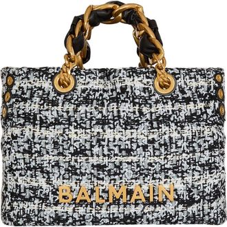 Balmain Small 1945 Soft tweed tote bag in Black at Nordstrom