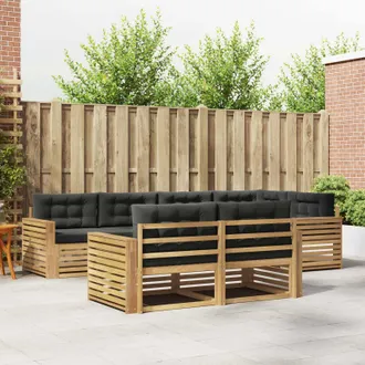 vidaXL Vidaxl Set Di Divani Da Esterno 7 Pz Bianco E Antracite Poliestere