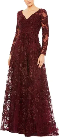 Mac Duggal Embellished Illusion A-Line Gown