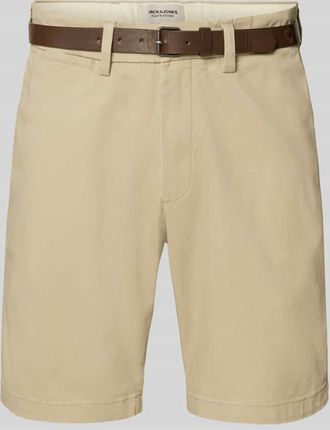 Jack & Jones Jack & Jones Straight Fit Shorts mit abnehmbarem G&uuml;rtel Modell Adam in Beige, Gr&ouml;&szlig;e XXL