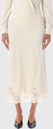 Alberta Ferretti Gonna midi in cr&ecirc;pe con vita elasticizzata e inserti in pizzo