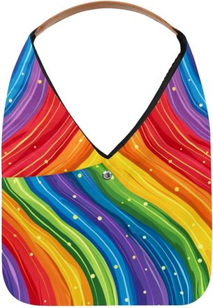 Generic Shining Rainbow Reusable Lightweight Grocery Bags - Foldable Into Compact Pouch, Washable & Sturdy, Multipurpose for Shopping and Travel