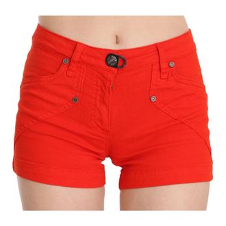 Plein Sud Denim Shorts, female, Orange, Size: 3XS Mid Waist Mini Short