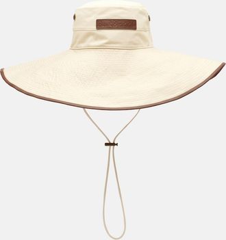 Burberry Leather-trimmed cotton-blend sun hat