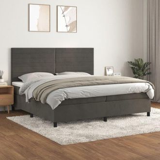 vidaXL Vidaxl - Cama Box Spring Con Colch&oacute;n Terciopelo Gris Oscuro 200x200 Cm