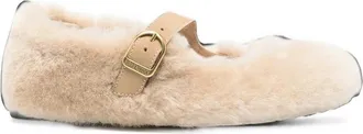 Birkenstock Santa Clarita Shearling Buckle-strap Ballet Flats
