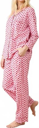 Printfresh Mini Candy Hearts Long Pajama Set In Pink