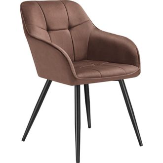 TecTake Silla de comedor, efecto terciopelo, 58 x 62 x 82 cm marr&oacute;n/negro