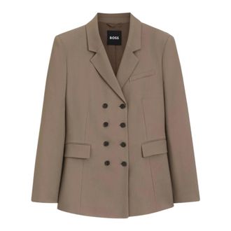 HUGO BOSS Jassen, Dames, Beige, S, Dubbele-knoop blazer