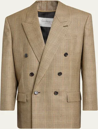 Saint Laurent Double-Breasted Prince of Wales Jacket