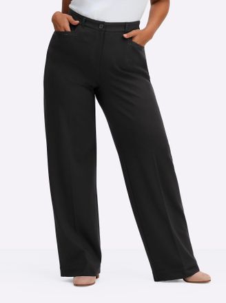 Sheego Jerseyhose SHEEGO, Damen, Gr. 52, Normalgr&ouml;ssen, schwarz, 70% Viskose, 25% Polyamid, 5% Elasthan, unifarben, Hosen Jerseyhose