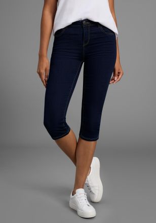 Arizona Caprijeans ARIZONA Ultra-Stretch, Damen, Gr. 34, N-Gr, blau (rinsed), Denim/Jeans, Obermaterial: 74% Baumwolle, 24% Polyester, 2% Elasthan, Basic, ski