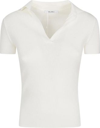 Max Mara Albero Polo Shirt - Dames - V-hals truien - Wit - L - Truien & Vesten