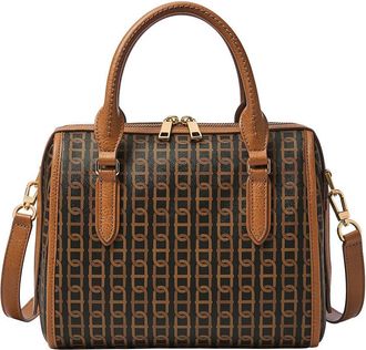 Fossil Womens bag Williamson, brown PVC fabric crossbody bag, l: 25.4 cm, w: 15.2 cm, h: 21.6 cm, ZB1913914