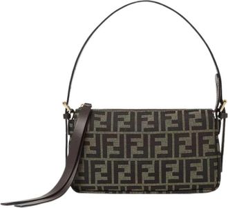 Fendi Kleine FF Zucca Jacquard Stofftasche met ritssluiting - Dames - Handtassen - Zwart - ONE Size - Katoen - Tassen