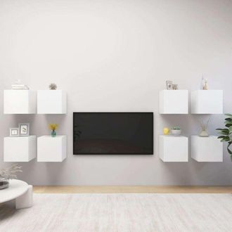 vidaXL Wall Mounted TV Cabinets 8 pcs White 30.5x30x30 cm vidaXL