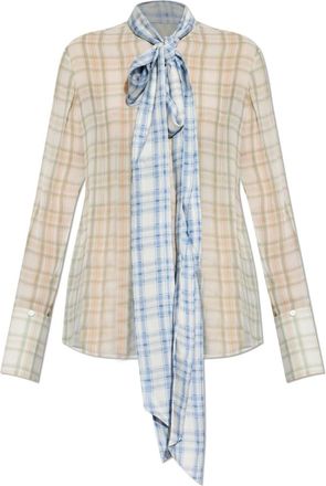 Acne Studios Zijden blouse met sjaal - Dames - Overhemden - Veelkleurig - M - Overhemden