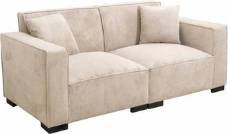 Oviala Sof&aacute; recto de 2 plazas de pana, color crudo, 180 cm de ancho