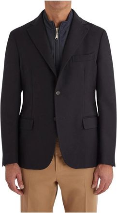 Slowear Stijlvolle Blazer Jas met Waterafstotende Afwerking - Heren - Blazers - Blauw - 2XL - Wol - Jassen