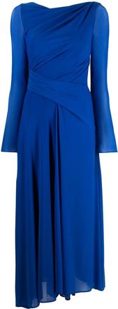 Talbot Runhof ruched long-sleeve gown - women - Polyamide/Elastane/Elastane/Viscose - 34 - Blue