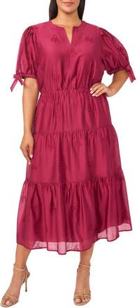 CeCe by Cynthia Steffe Balloon Sleeve Split Neck A-Line Maxi Dress in Vivid Plum at Nordstrom, Size 3X