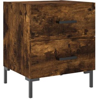vidaXL Vidaxl - Mesita De Noche Madera Ingenier&iacute;a Roble Ahumado 40x35x47,5 Cm