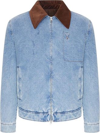 Ami Zipped Ami de Coeur Jacket With Velvet Collar