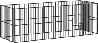 vidaXL Corralito Para Perros Con 8 Paneles Acero Galvanizado Negro Vidaxl