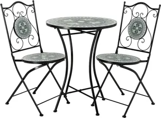 Wanderlust Deco Conjunto de mesa y 2 sillas de metal multicolor