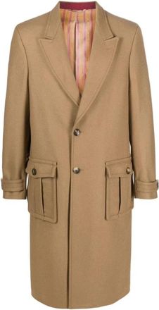 Etro Wollen jas met kasjmier - Heren - Trenchcoats - Beige - L - Wol - Jassen