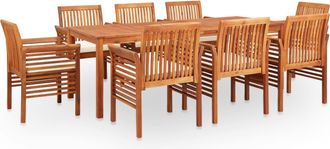 vidaXL Set Comedor De Jard&iacute;n 9 Pzas Y Cojines Madera Maciza De Acacia Vidaxl
