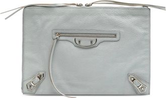 Balenciaga Clutch Motocross Classic in pelle di vitello con zip 2015 - Grigio