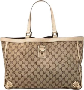 Gucci Pre-owned Abbey D-Ring Tote Bag - Dames - Vintage Shopper - Beige - ONE Size - Leer - Vintage