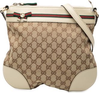 Gucci Pre-owned Womens Gg Canvas Web Mayfair Crossbody - Tan Textile - One Size