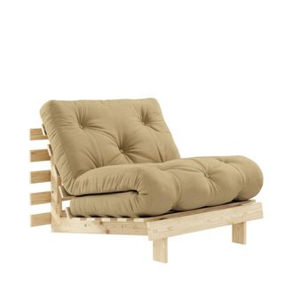 Karup Design Sill&oacute;n cama 90x200cm de madera natural y tejido - Trigo