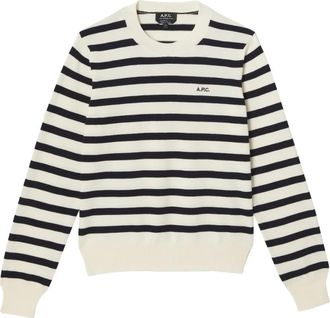 A.P.C. Gestreept Off-White Shirt - Dames - Ronde hals truien - Veelkleurig - M - Katoen - Truien & Vesten