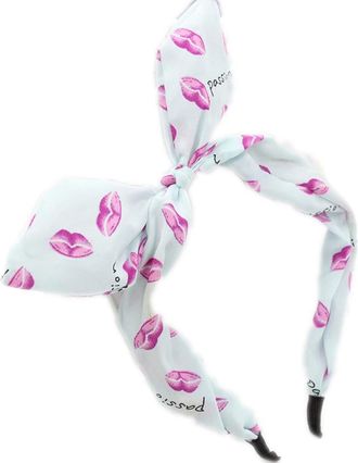 Generic Boho Wide Ribbon Bowknot Alice Headband Hairband Bunny Rabbit Ears Wire Bendy Bow (Lip Blue)