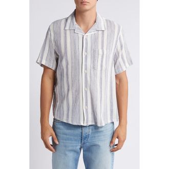 Corridor Tallis Stripe Cotton Blend Camp Shirt in Natural at Nordstrom Rack, Size X-Small