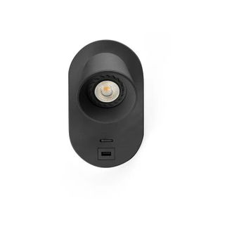 Faro Barcelona Corb Aplique De Pared Negro Liso Con Interruptor 40136n