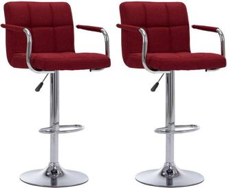 vidaXL Taburetes De Cocina 2 Unidades Tela Color Vino Vidaxl